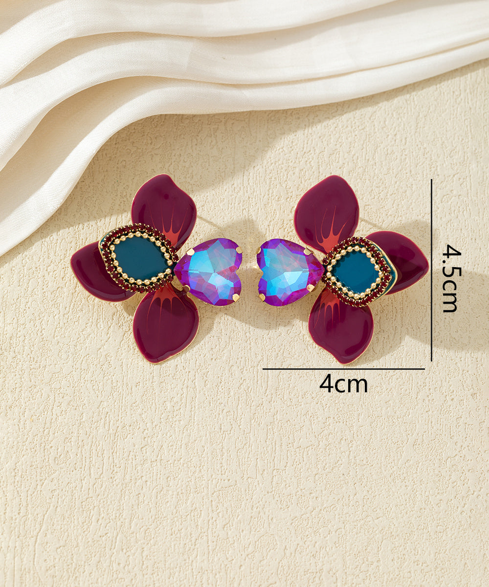 Boucles d’oreilles fleuries ornées de cristaux – 27AHBOL014