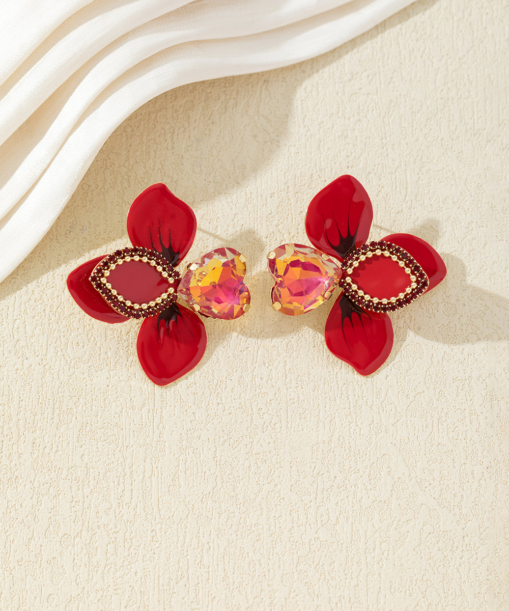 Boucles d’oreilles fleuries ornées de cristaux – 27AHBOL014