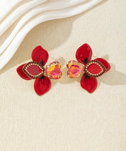 Boucles d’oreilles fleuries ornées de cristaux – 27AHBOL014