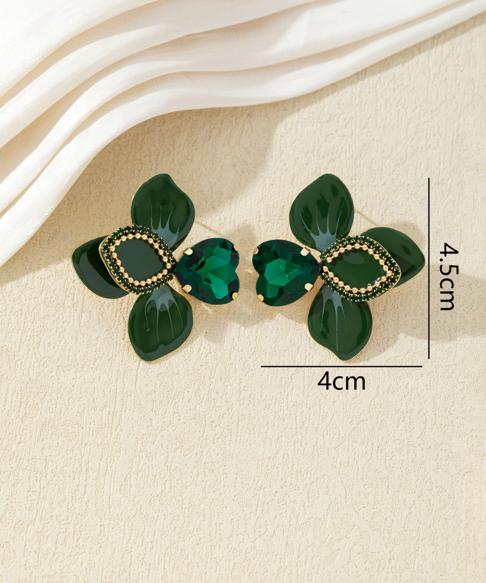 Boucles d’oreilles fleuries ornées de cristaux – 27AHBOL014