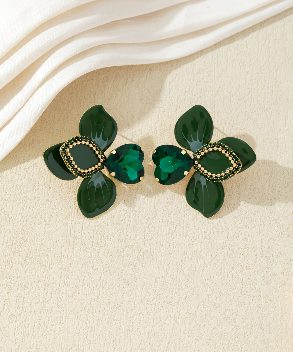 Boucles d’oreilles fleuries ornées de cristaux – 27AHBOL014