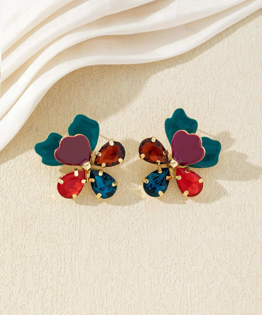 Boucles d’oreilles fleurs multicolores – 27AHBOL015
