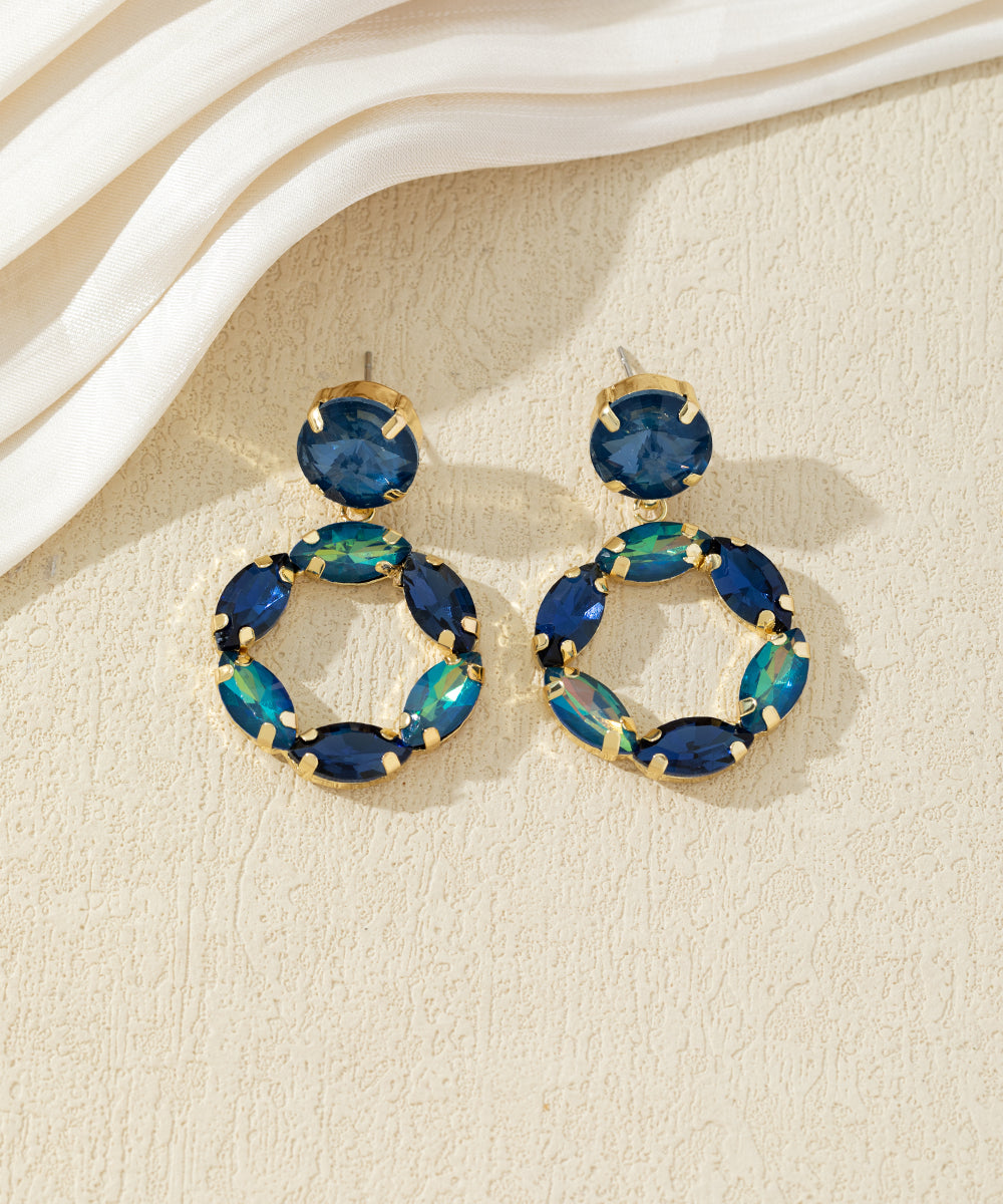 Boucles d’oreilles pendantes ornées de cristaux – 27AHBOL017