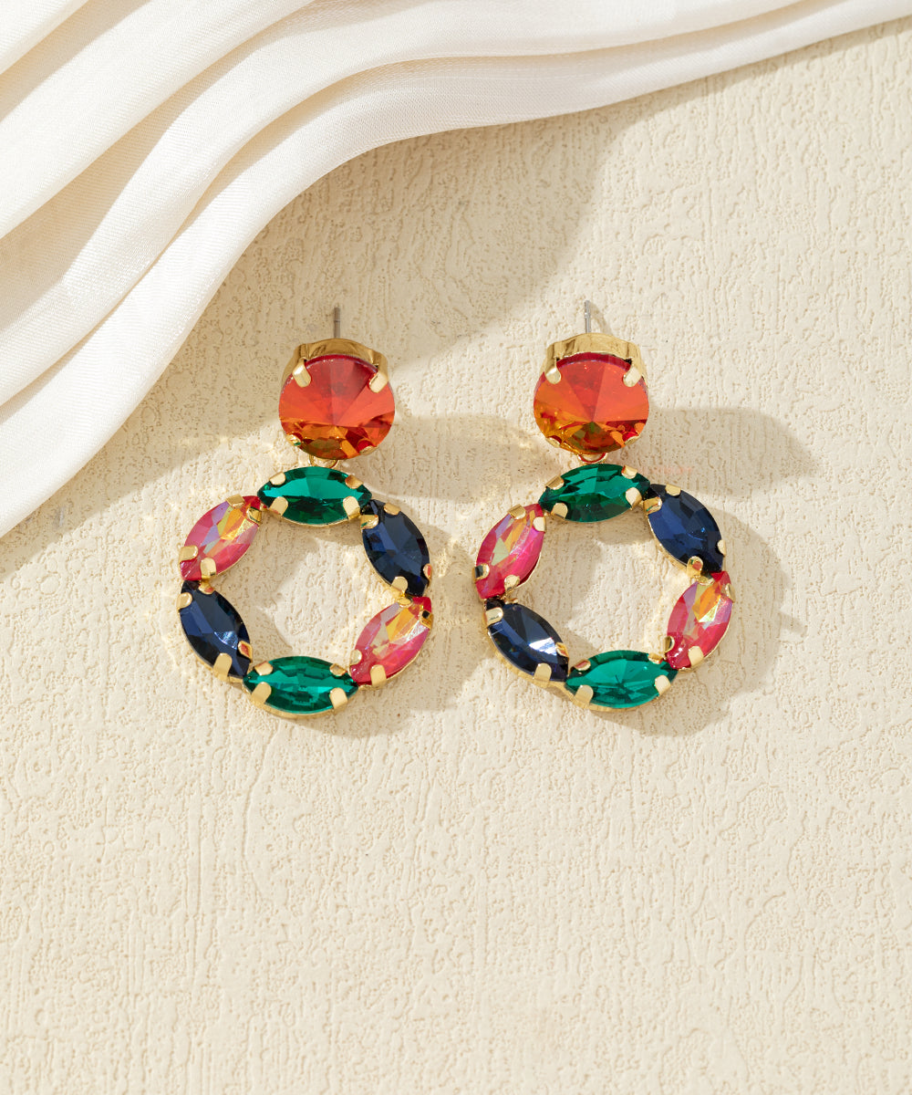 Boucles d’oreilles pendantes ornées de cristaux – 27AHBOL017