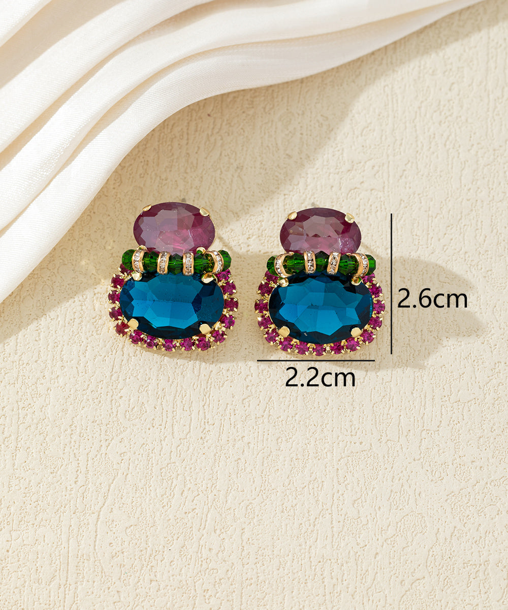Boucles d’oreilles pendantes à cristaux colorés – 27AHBOL018