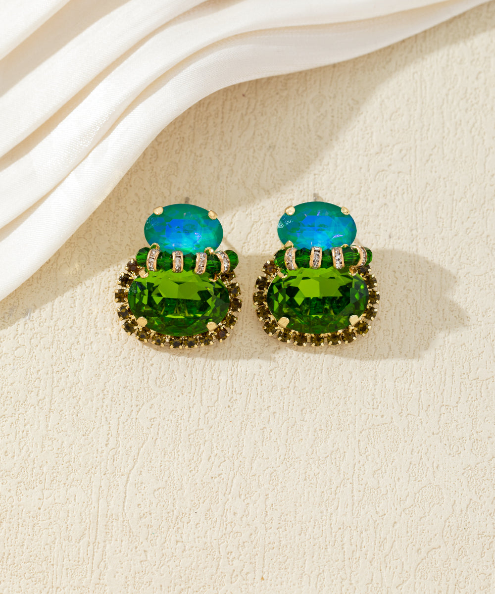 Boucles d’oreilles pendantes à cristaux colorés – 27AHBOL018