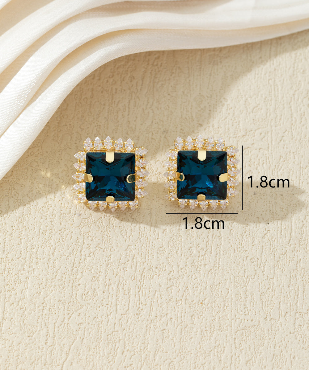 Boucles d’oreilles carrées ornées de verre – 27AHBOL020