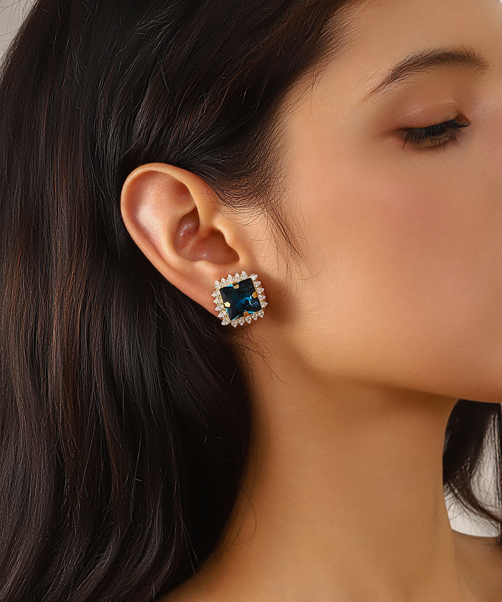 Boucles d’oreilles carrées ornées de verre – 27AHBOL020