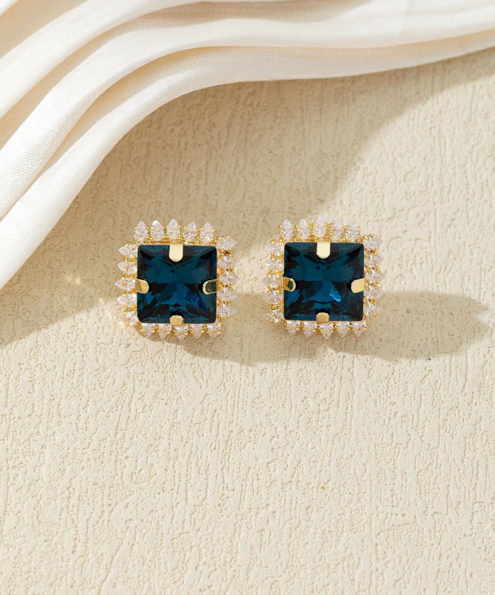 Boucles d’oreilles carrées ornées de verre – 27AHBOL020