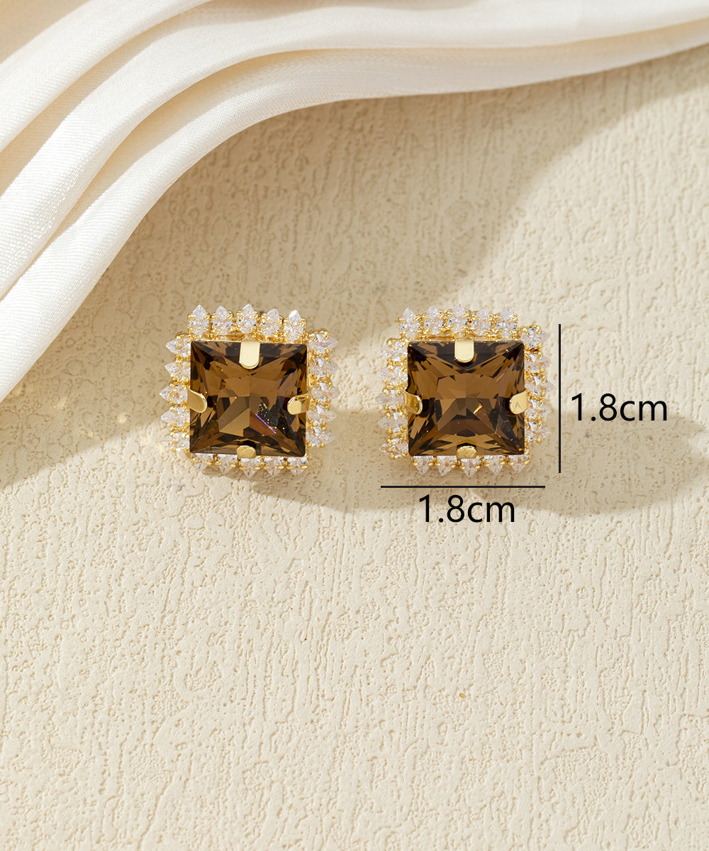 Boucles d’oreilles carrées ornées de verre – 27AHBOL020