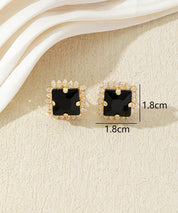 Boucles d’oreilles carrées ornées de verre – 27AHBOL020