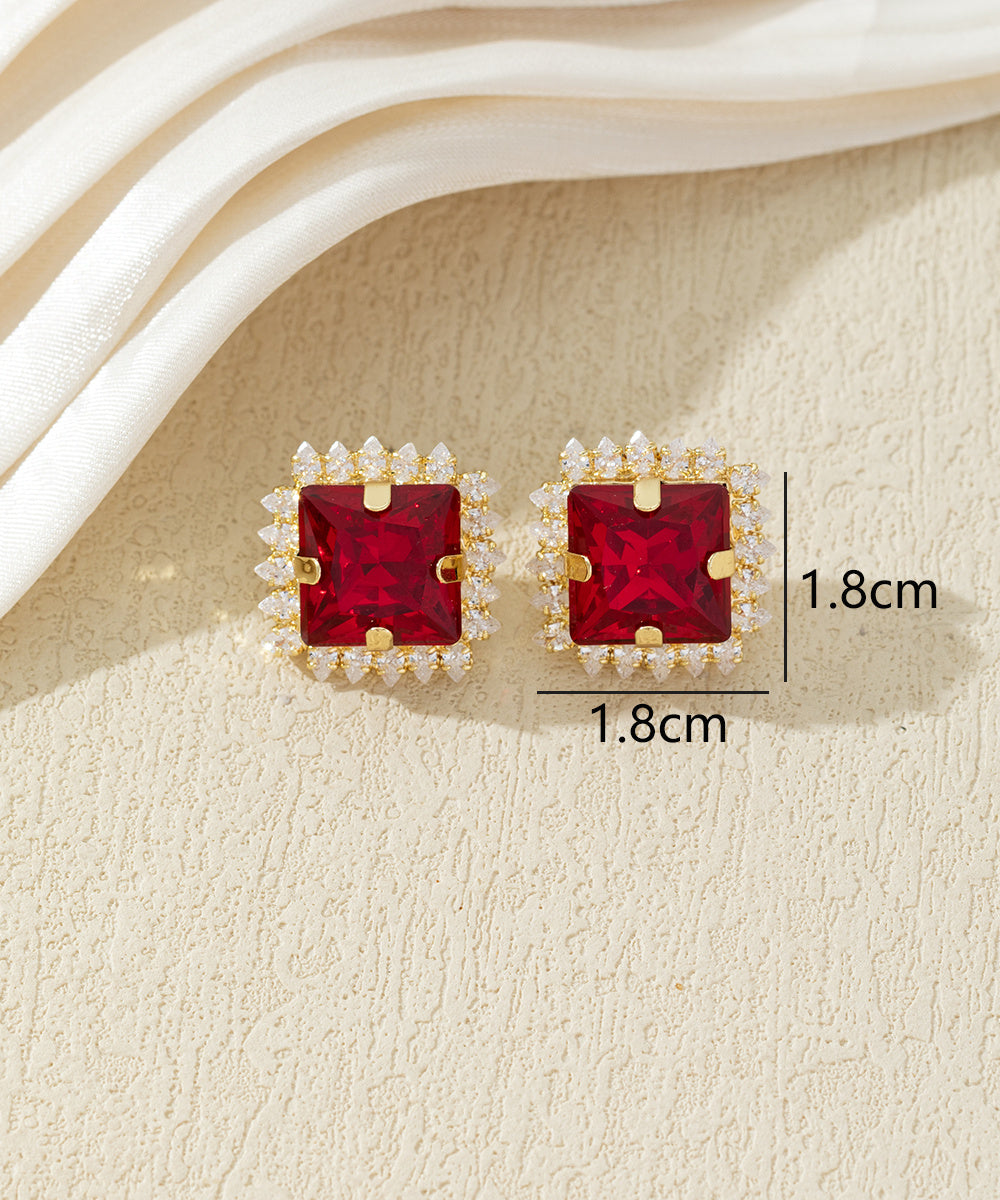 Boucles d’oreilles carrées ornées de verre – 27AHBOL020