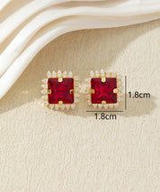 Boucles d’oreilles carrées ornées de verre – 27AHBOL020