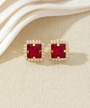 Boucles d’oreilles carrées ornées de verre – 27AHBOL020