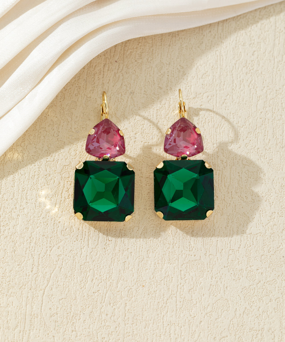 Boucles d’oreilles pendantes à cristaux colorés –27AHBOL021