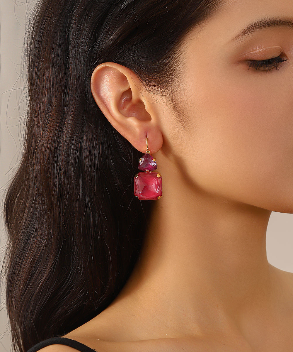 Boucles d’oreilles pendantes à cristaux colorés –27AHBOL021