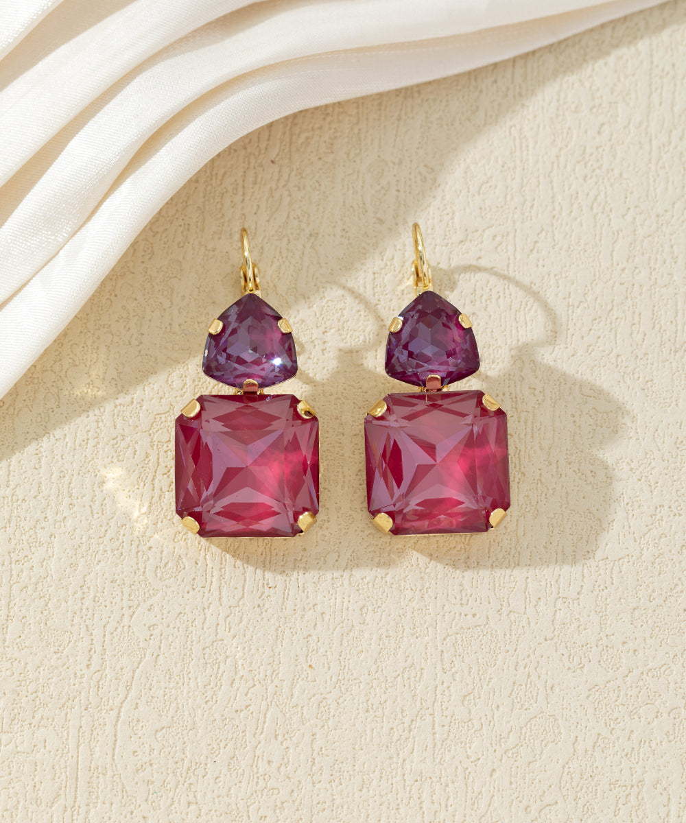 Boucles d’oreilles pendantes à cristaux colorés –27AHBOL021