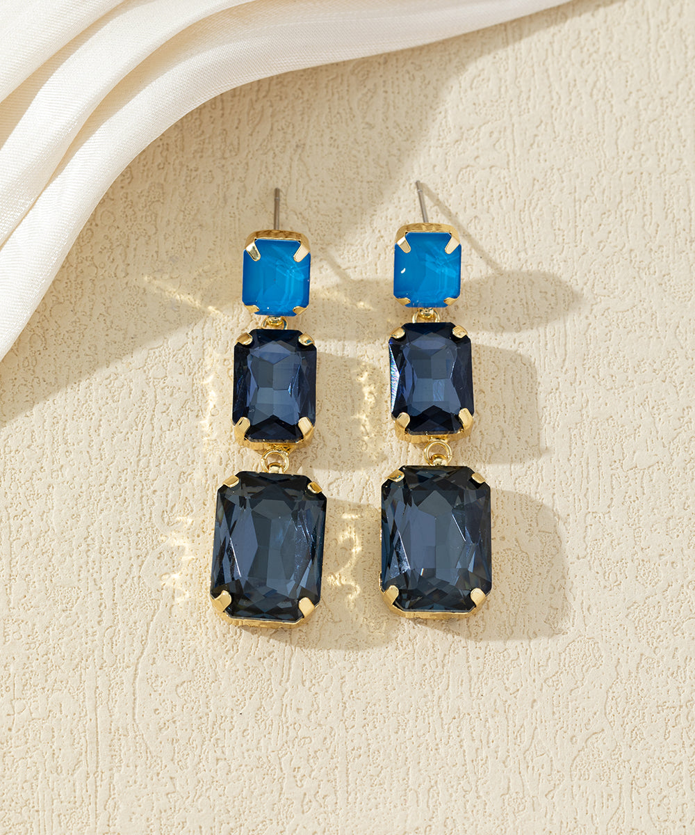 Boucles d’oreilles pendantes en verre facetté – 27AHBOL025