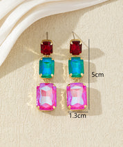 Boucles d’oreilles pendantes en verre facetté – 27AHBOL025