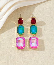 Boucles d’oreilles pendantes en verre facetté – 27AHBOL025