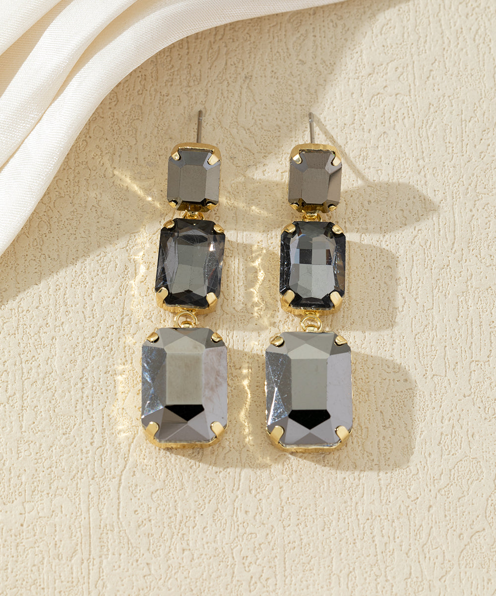 Boucles d’oreilles pendantes en verre facetté – 27AHBOL025