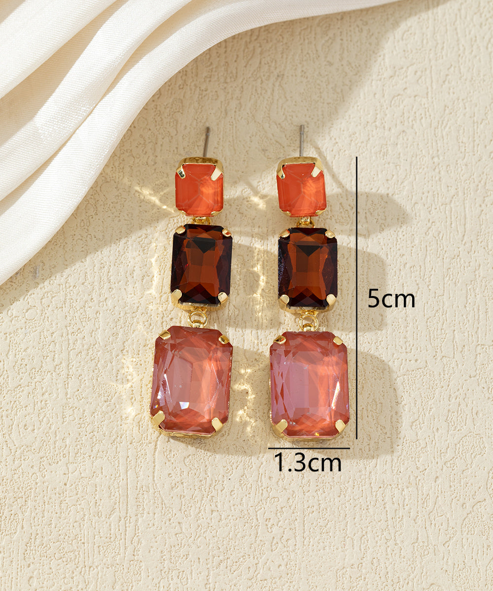 Boucles d’oreilles pendantes en verre facetté – 27AHBOL025