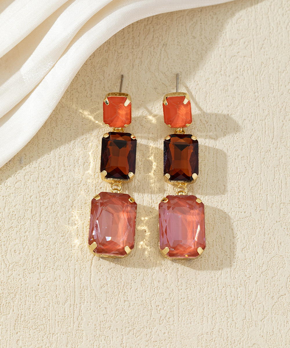 Boucles d’oreilles pendantes en verre facetté – 27AHBOL025