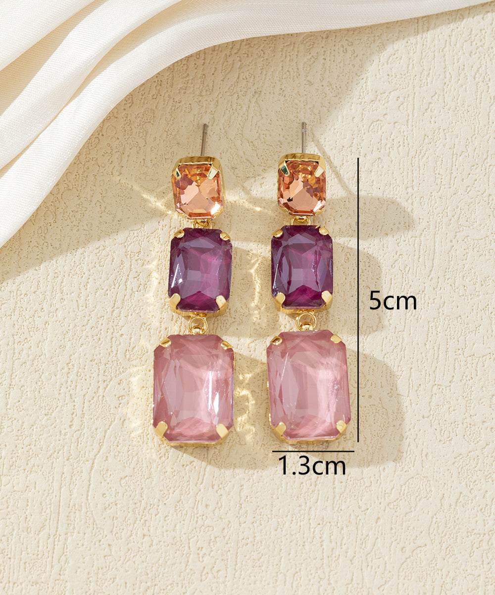 Boucles d’oreilles pendantes en verre facetté – 27AHBOL025