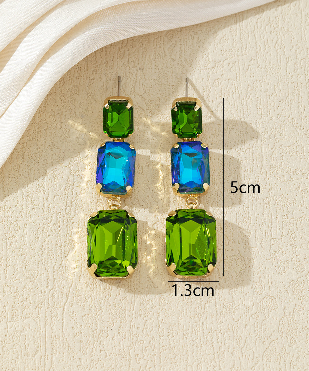 Boucles d’oreilles pendantes en verre facetté – 27AHBOL025