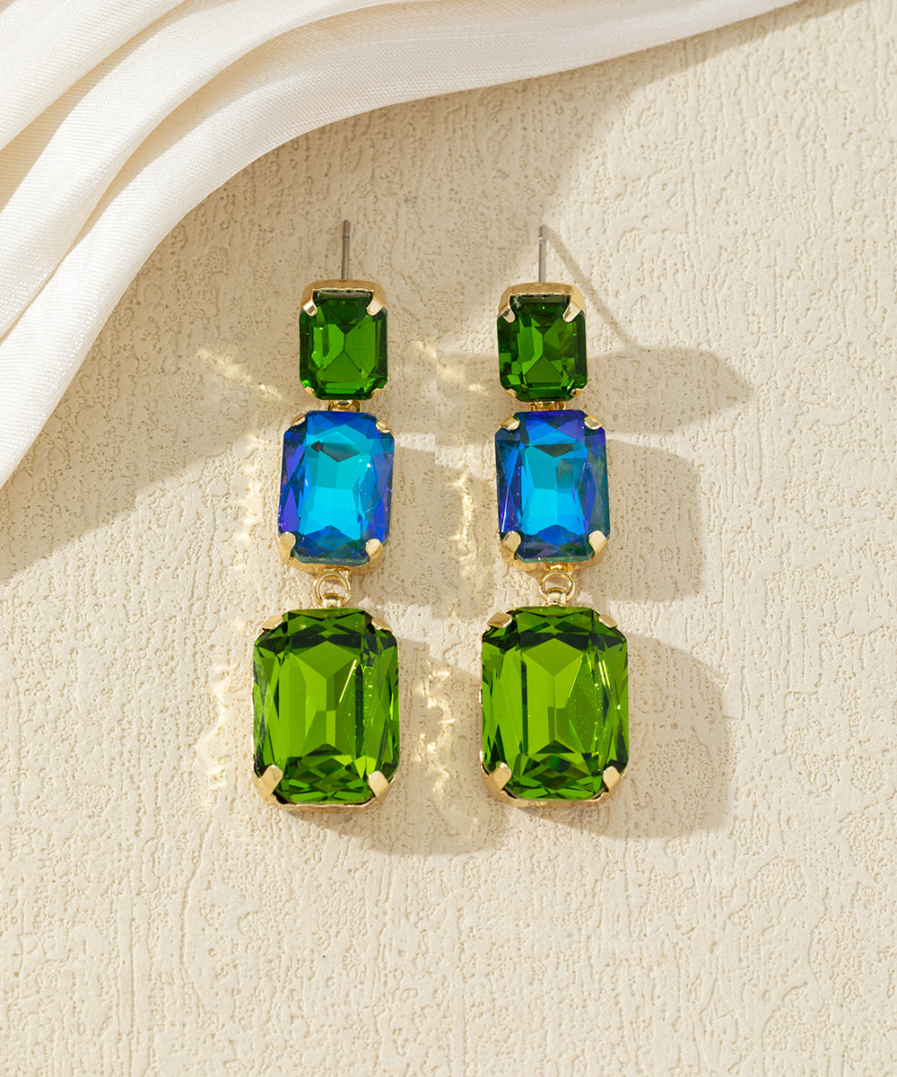 Boucles d’oreilles pendantes en verre facetté – 27AHBOL025
