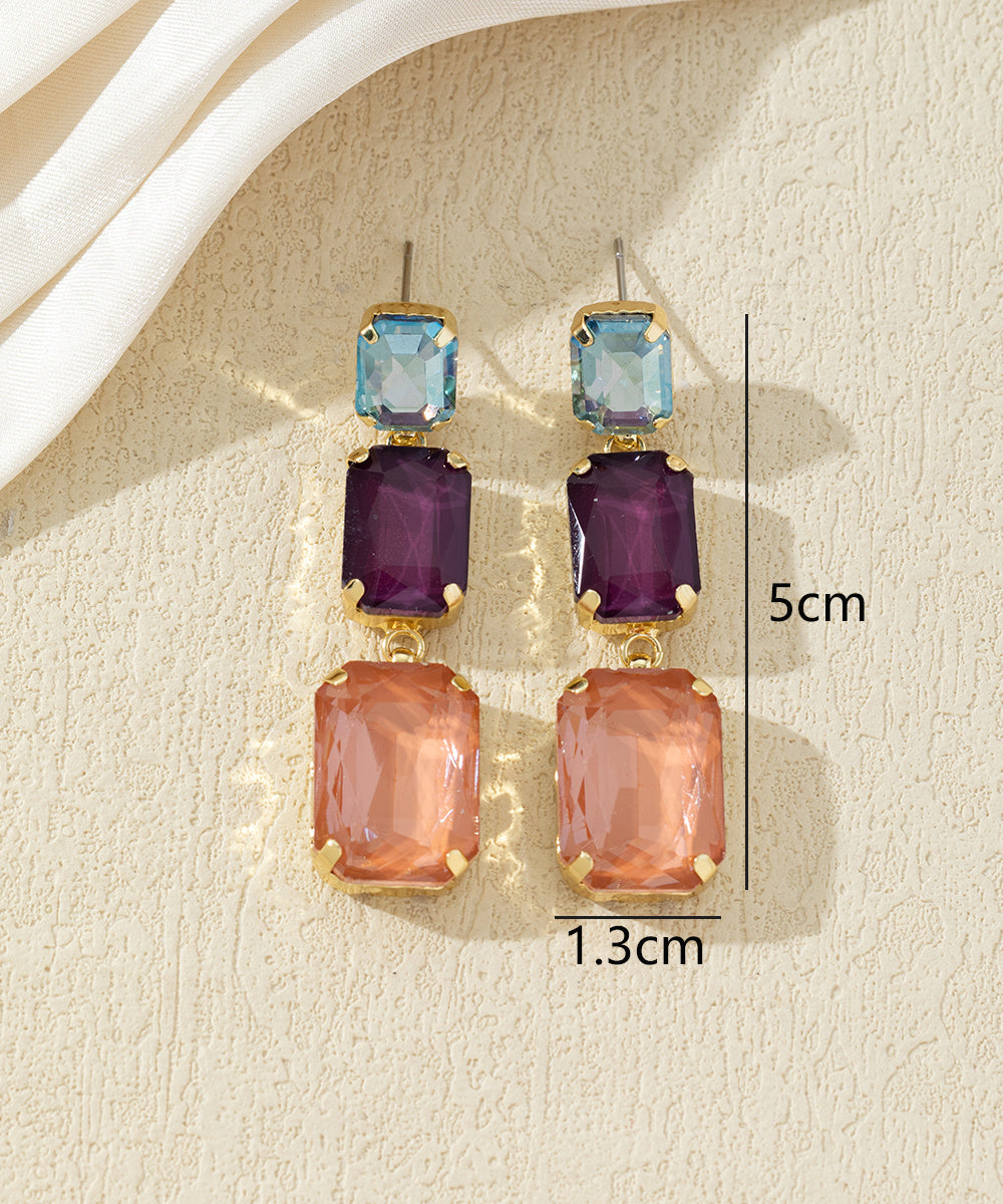 Boucles d’oreilles pendantes en verre facetté – 27AHBOL025