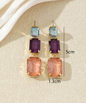 Boucles d’oreilles pendantes en verre facetté – 27AHBOL025