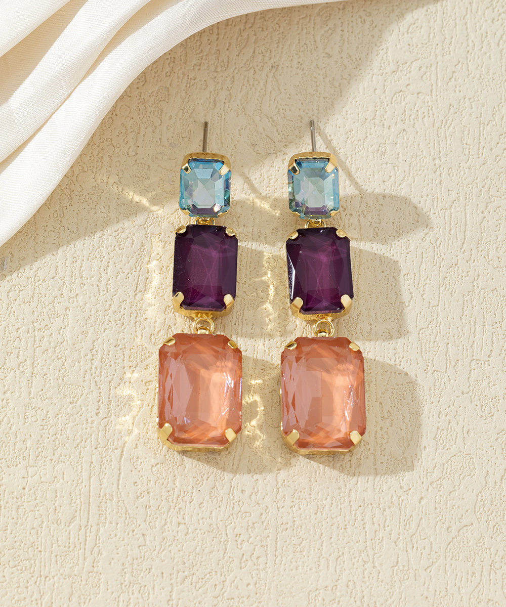 Boucles d’oreilles pendantes en verre facetté – 27AHBOL025