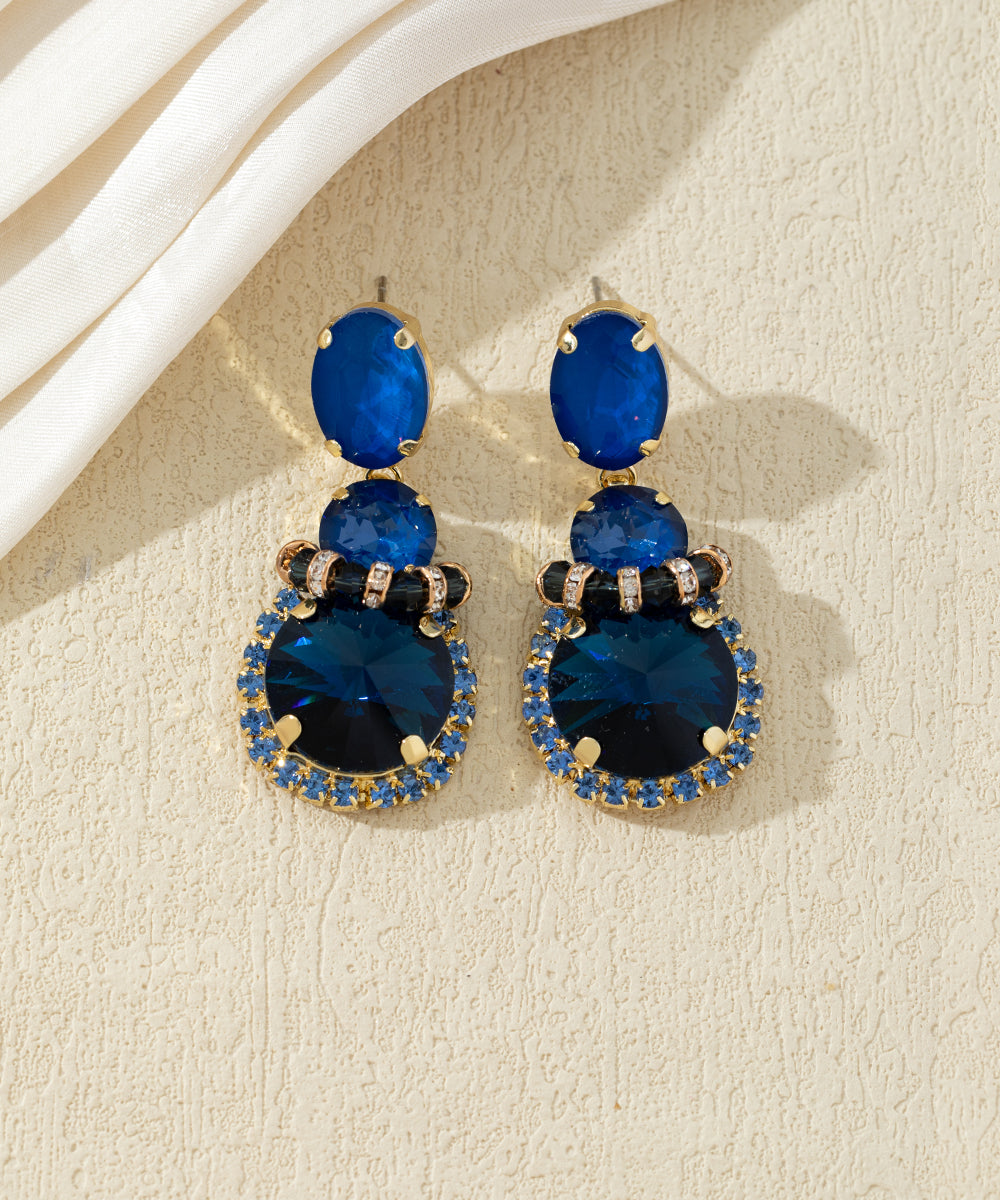 Boucles d’oreilles pendantes en verre facetté – 27AHBOL026