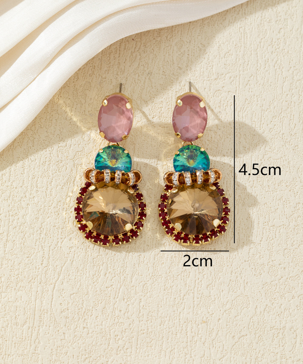 Boucles d’oreilles pendantes en verre facetté – 27AHBOL026