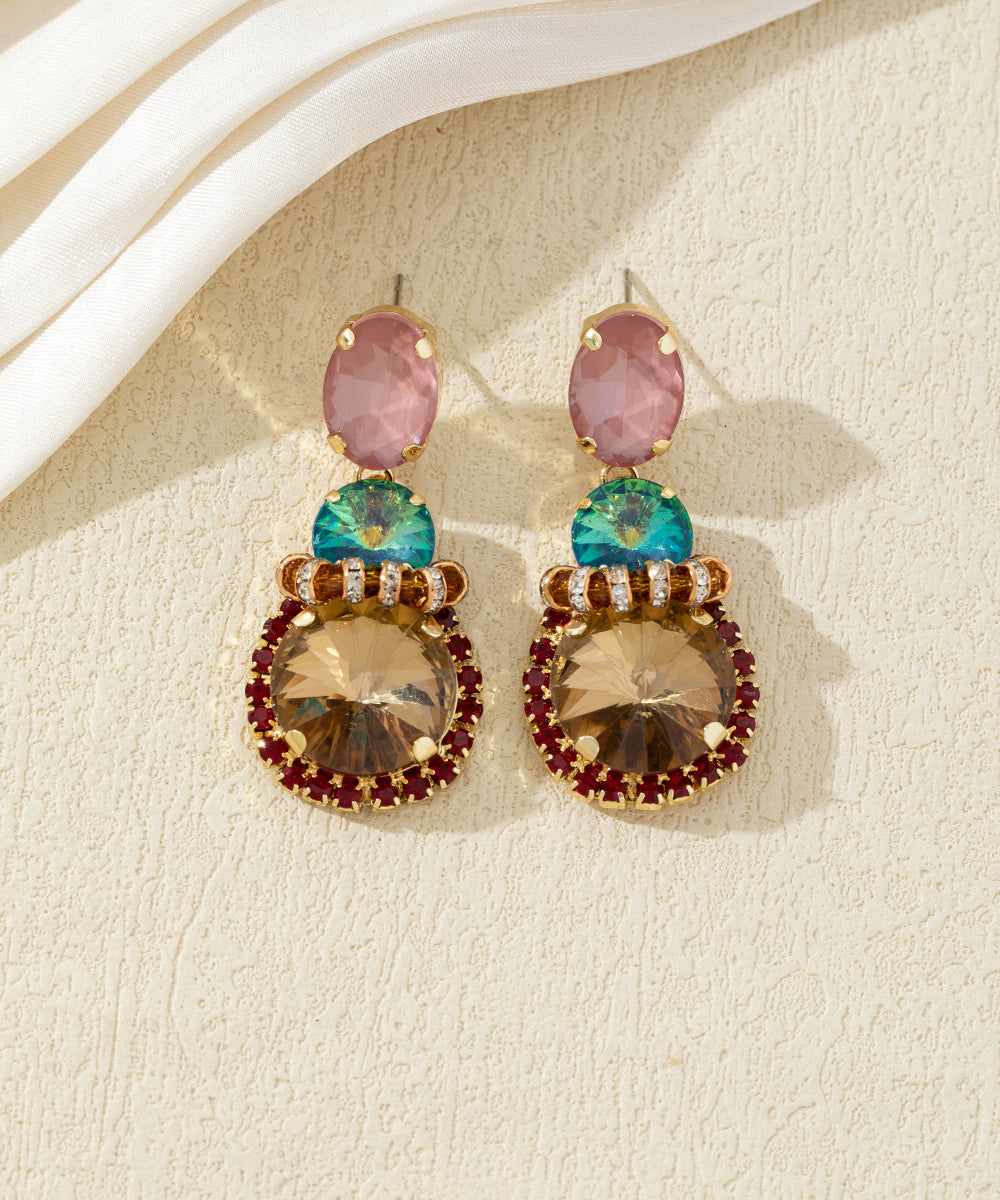 Boucles d’oreilles pendantes en verre facetté – 27AHBOL026