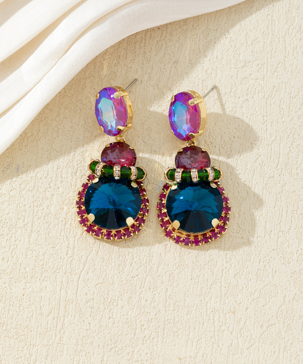 Boucles d’oreilles pendantes en verre facetté – 27AHBOL026