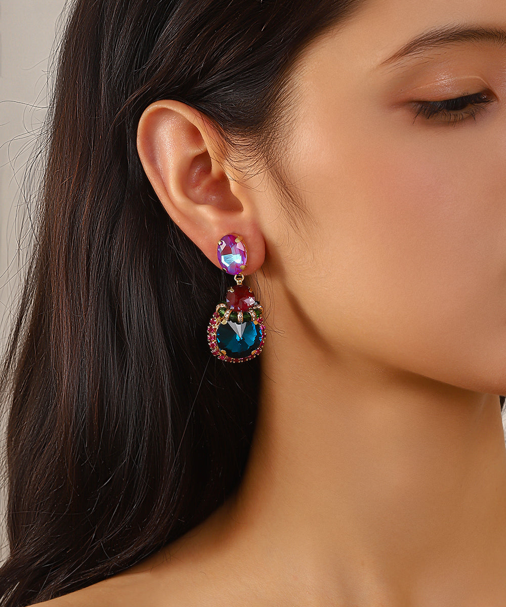 Boucles d’oreilles pendantes en verre facetté – 27AHBOL026