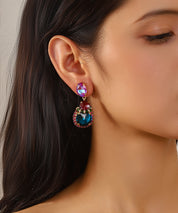 Boucles d’oreilles pendantes en verre facetté – 27AHBOL026