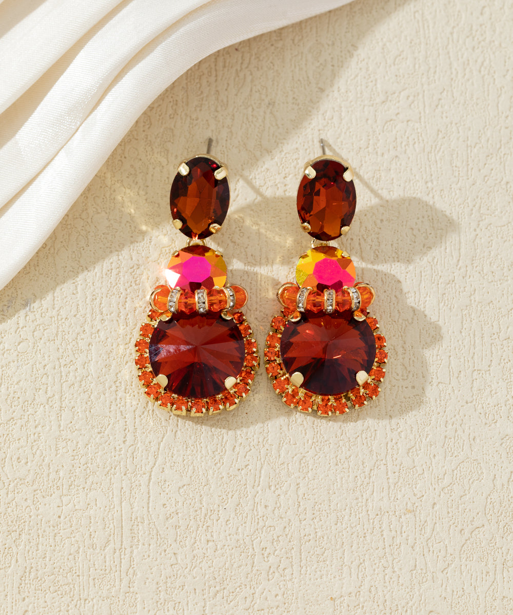 Boucles d’oreilles pendantes en verre facetté – 27AHBOL026
