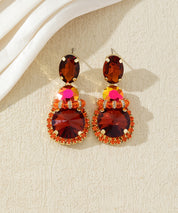 Boucles d’oreilles pendantes en verre facetté – 27AHBOL026