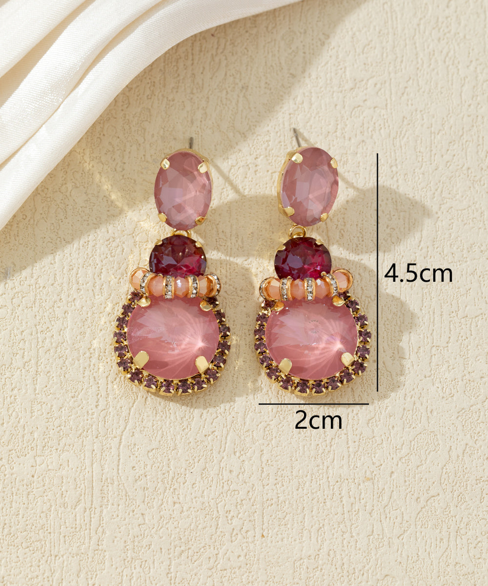 Boucles d’oreilles pendantes en verre facetté – 27AHBOL026