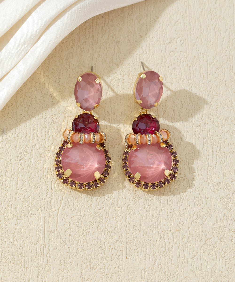 Boucles d’oreilles pendantes en verre facetté – 27AHBOL026