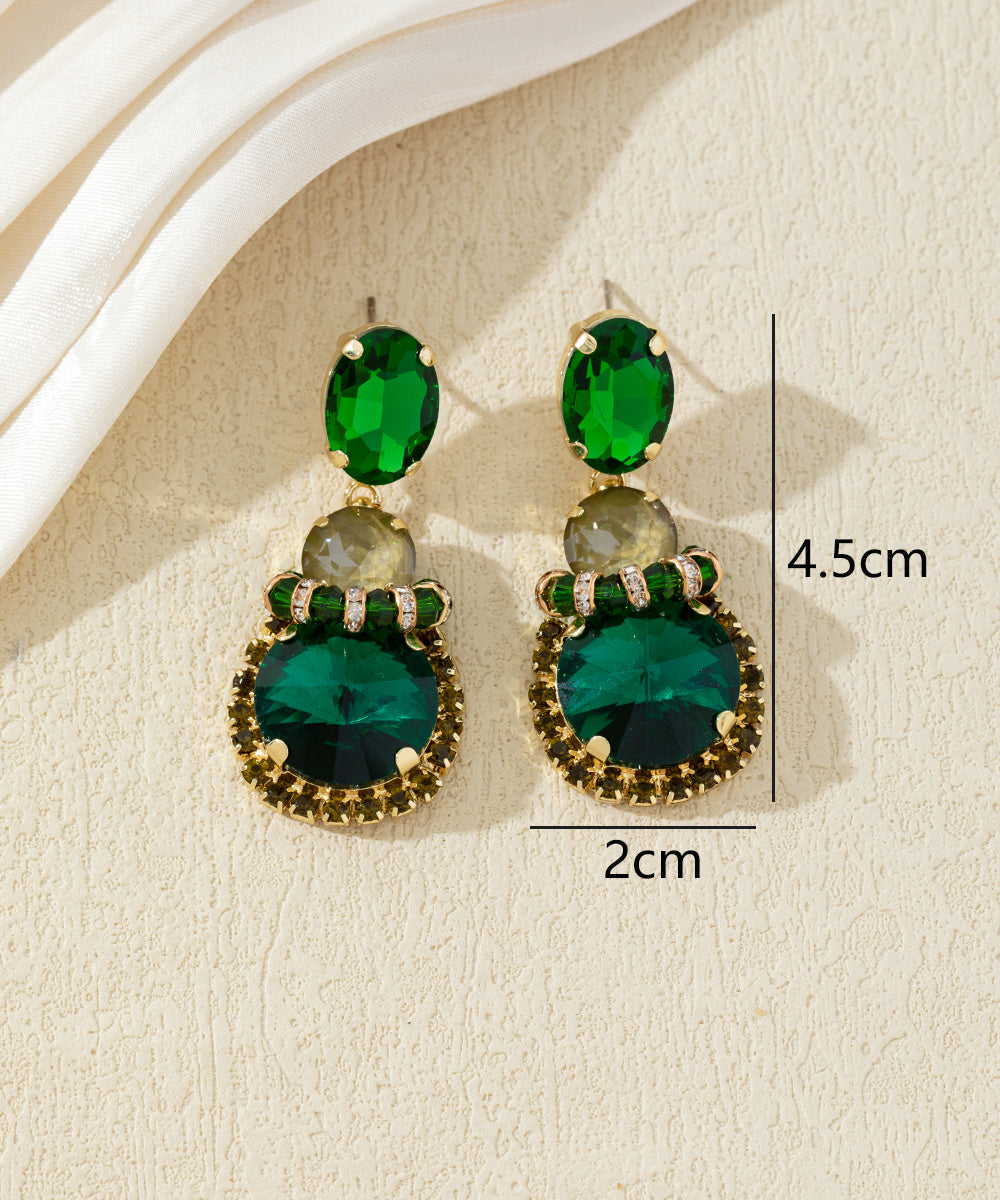 Boucles d’oreilles pendantes en verre facetté – 27AHBOL026