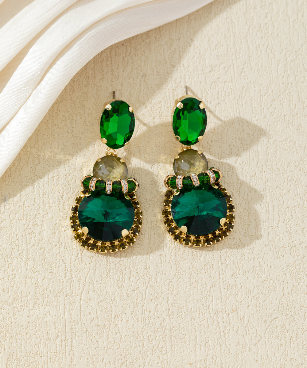 Boucles d’oreilles pendantes en verre facetté – 27AHBOL026