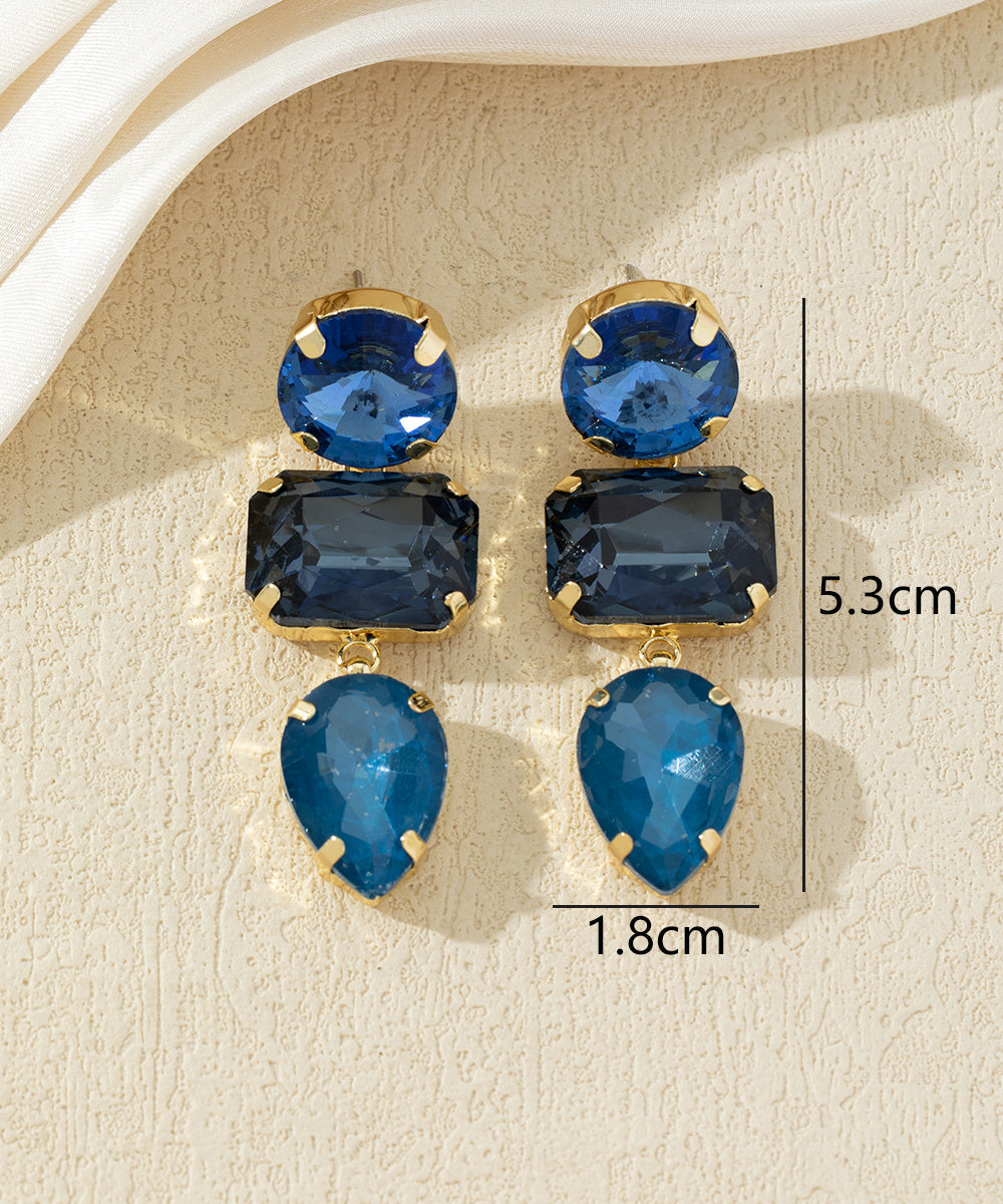 Boucles d’oreilles pendantes en verre facetté – 27AHBOL027