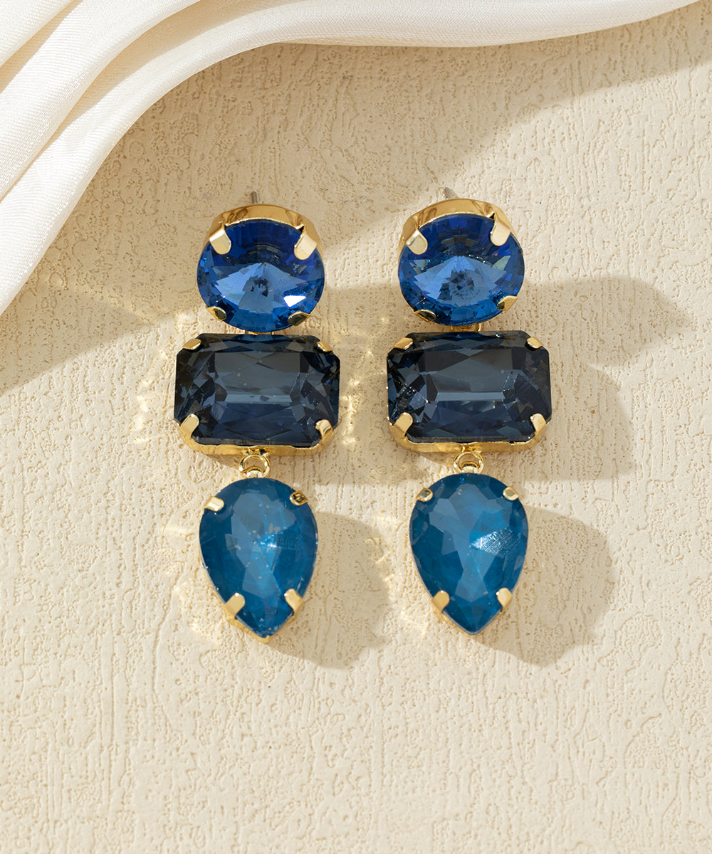 Boucles d’oreilles pendantes en verre facetté – 27AHBOL027