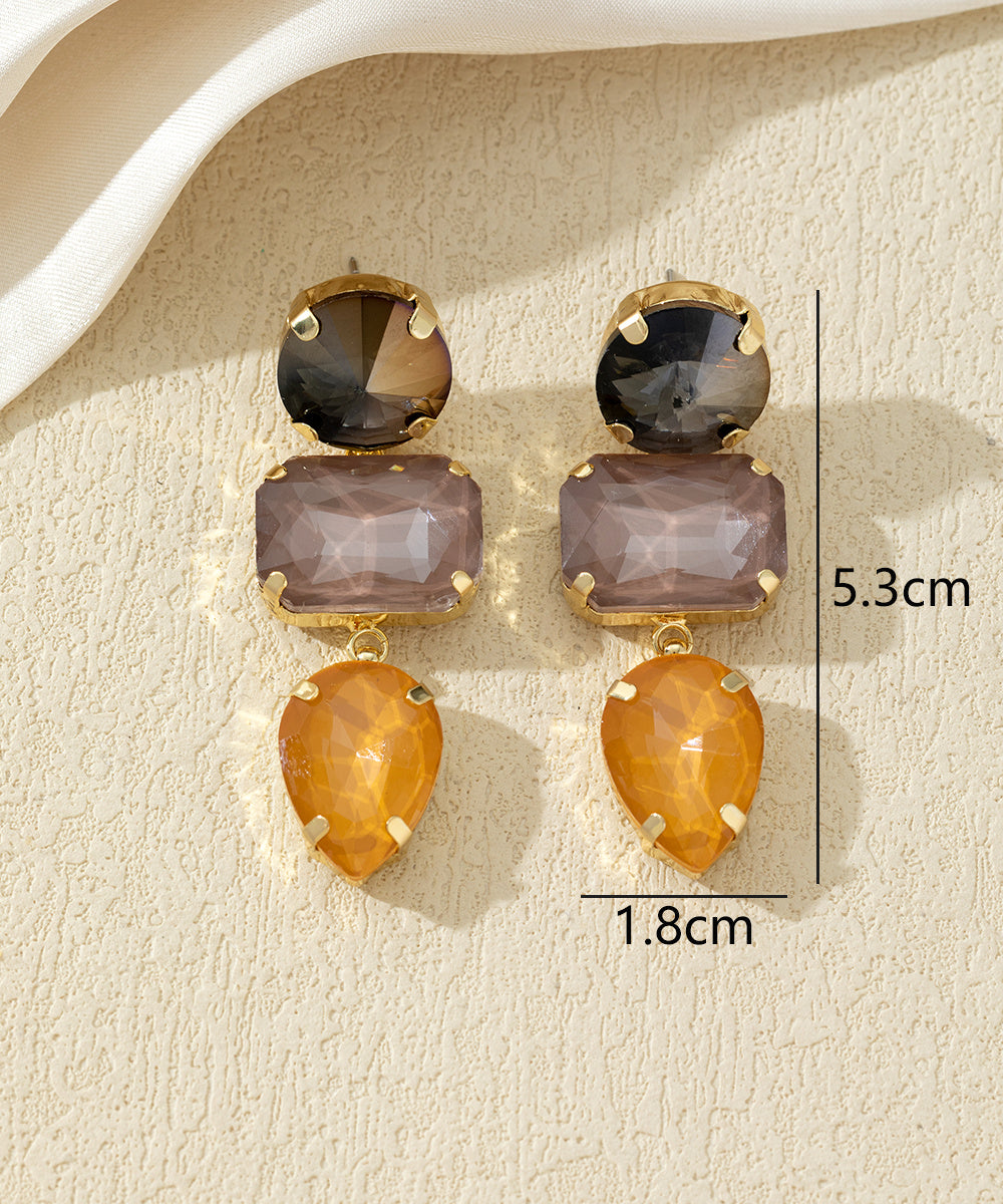 Boucles d’oreilles pendantes en verre facetté – 27AHBOL027