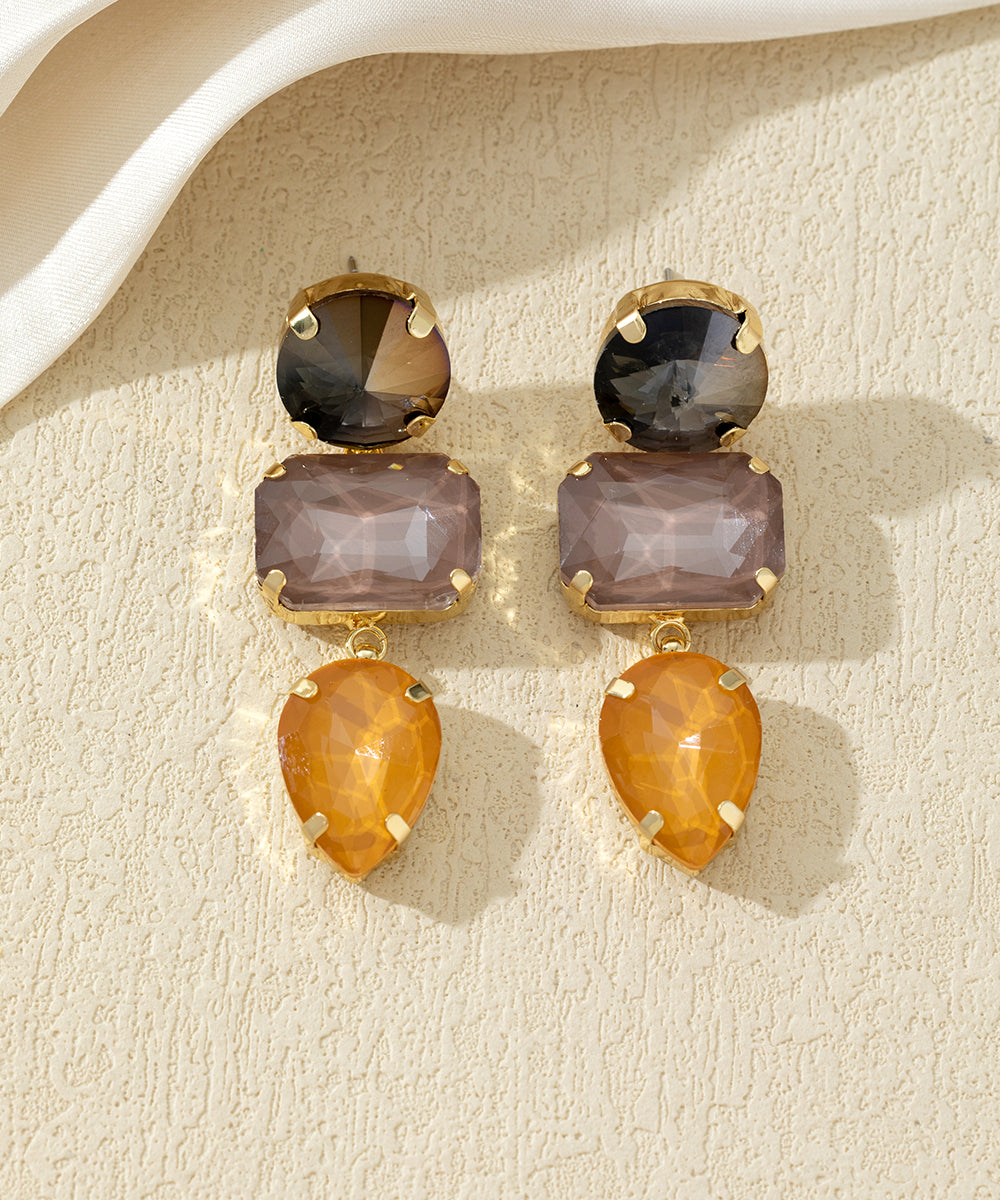 Boucles d’oreilles pendantes en verre facetté – 27AHBOL027