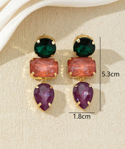 Boucles d’oreilles pendantes en verre facetté – 27AHBOL027